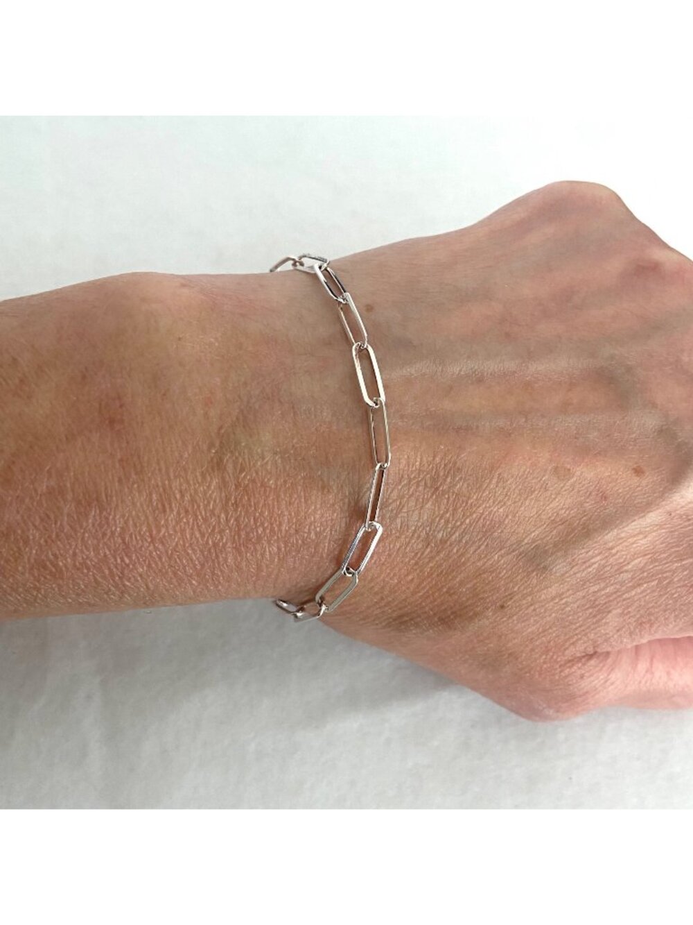 Dyadema Italy Sterling Silver 925 Dainty Paperclip Staple Chain Bracelet 7"